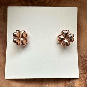 NEW Rose Gold Tone Lucky Clover Stud Earrings